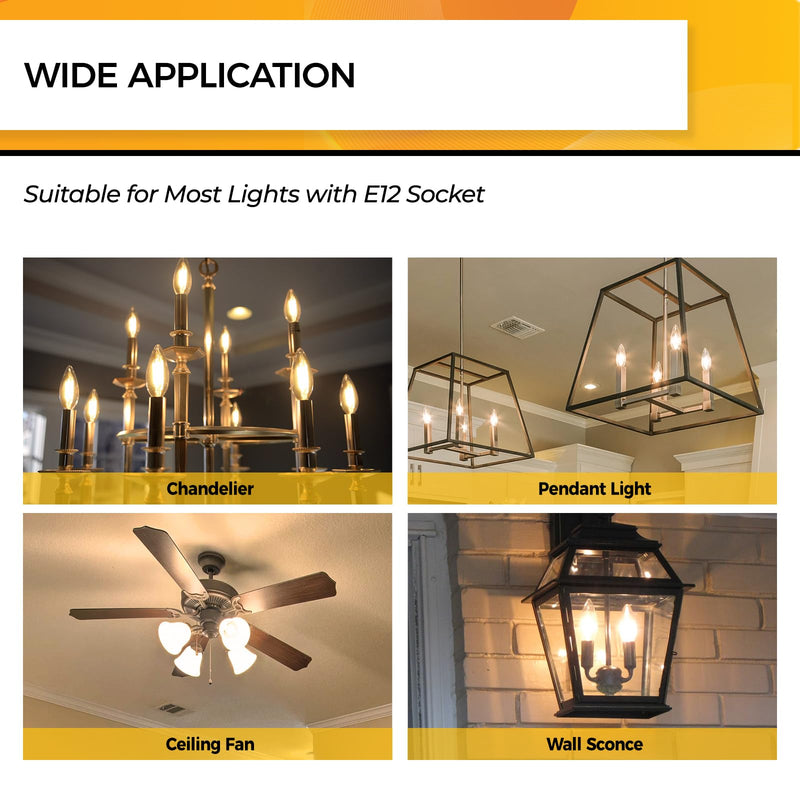 Hizashi Candelabra LED Light Bulbs 25 Watt, Dimmable Chandelier Light Bulbs, 90+ CRI, 200LM, Soft Warm White 2700K, E12 LED Bulb, B10 Candle Bulbs, UL Listed, 12 Pack B10 12 Pack