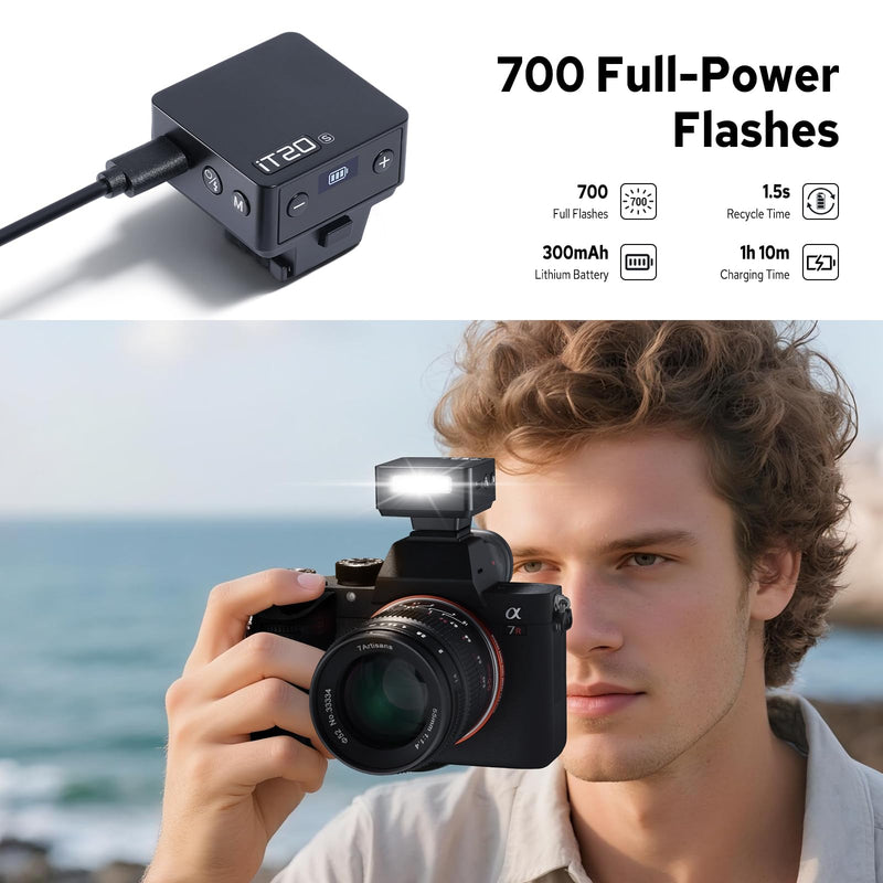 Godox iM22 Mini Flash for Camera | 440 Full Power Flashes, 5 Power Levels, Single Contact Hot Shoe, Compatible for Canon Sony Fuji Nikon Panasonic Olympus
