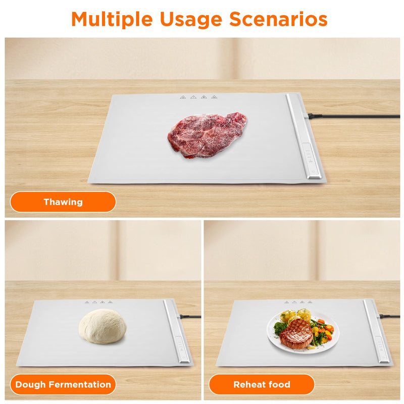 Portable Food Warmers,Electric Warming Tray Hot Tray Heating Mat Food Warmer Heating Pad Keep Foods Warming for Gatherings,Parties, Auto Shut-Off Gray