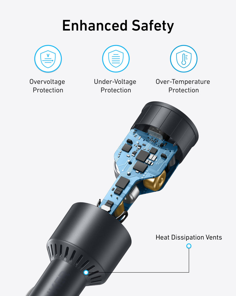 Anker 167.5W Max 3-Port Ultra-Compact USB C Fast Charging Car Charger | Fast Charging Adapter for MacBook Pro / Air, iPhone 17 / 16 / 15 Series, Samsung S25, iPad Pro, AirPods, and More