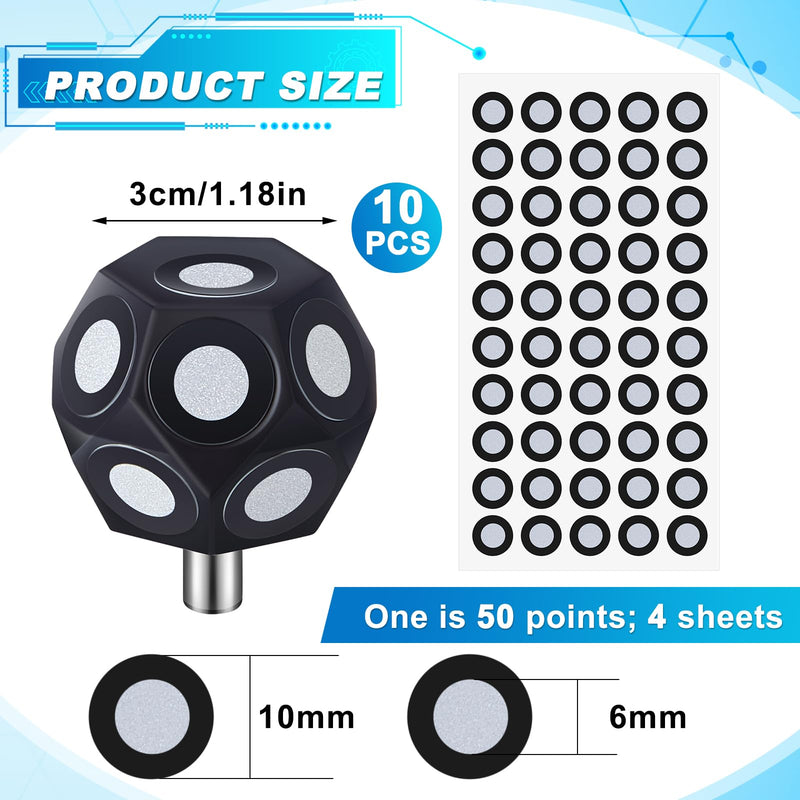 Kingdder 10 Pcs Magnetic 3D Scan Markers Set 4 Sheet 200 Point 6.0 mm 3D Scan Markers Dot Stickers Scanning Spray Scanner Turntable Compatible Tracking Dot Reference Point for Scanning 6 mm