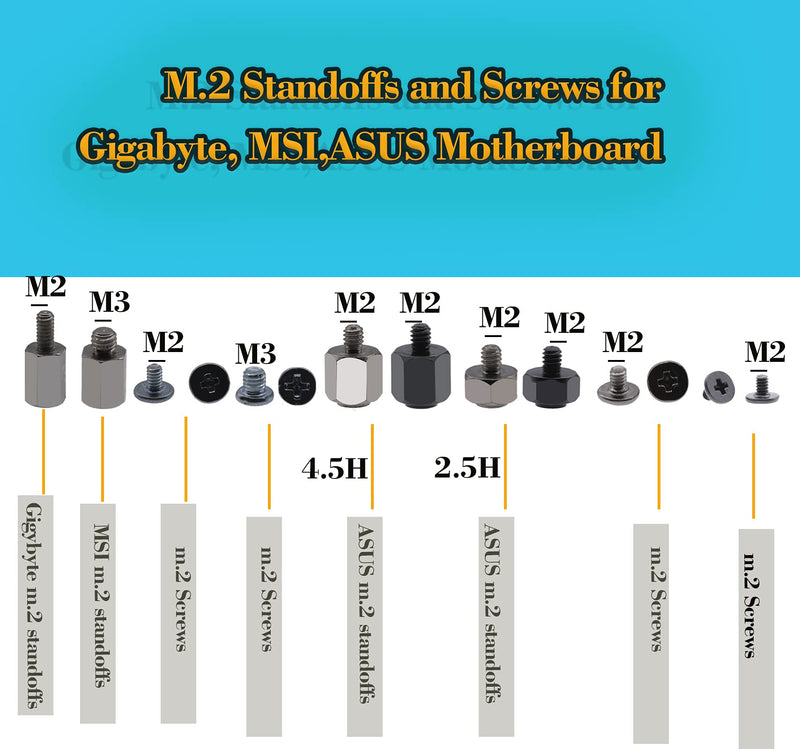 CO-RODE 48pcs M.2 SSD Standoffs and Screws for Asus, Gigabyte, MSI Motherboards