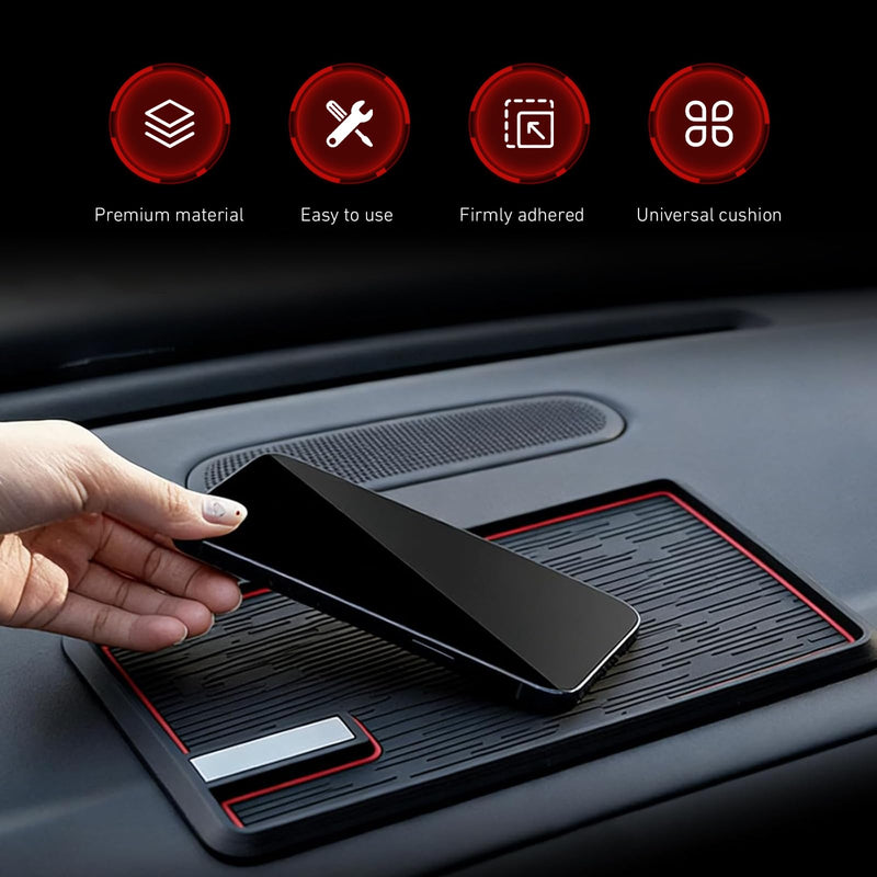 Car Dashboard Non-slip Pad, Multifunctional Sticky Storage Pad for Phone Keys Sunglasses, PVC Heat-resistant Anti-slide Console Mat, Organizer Accessory for Most Vehicles (Black)