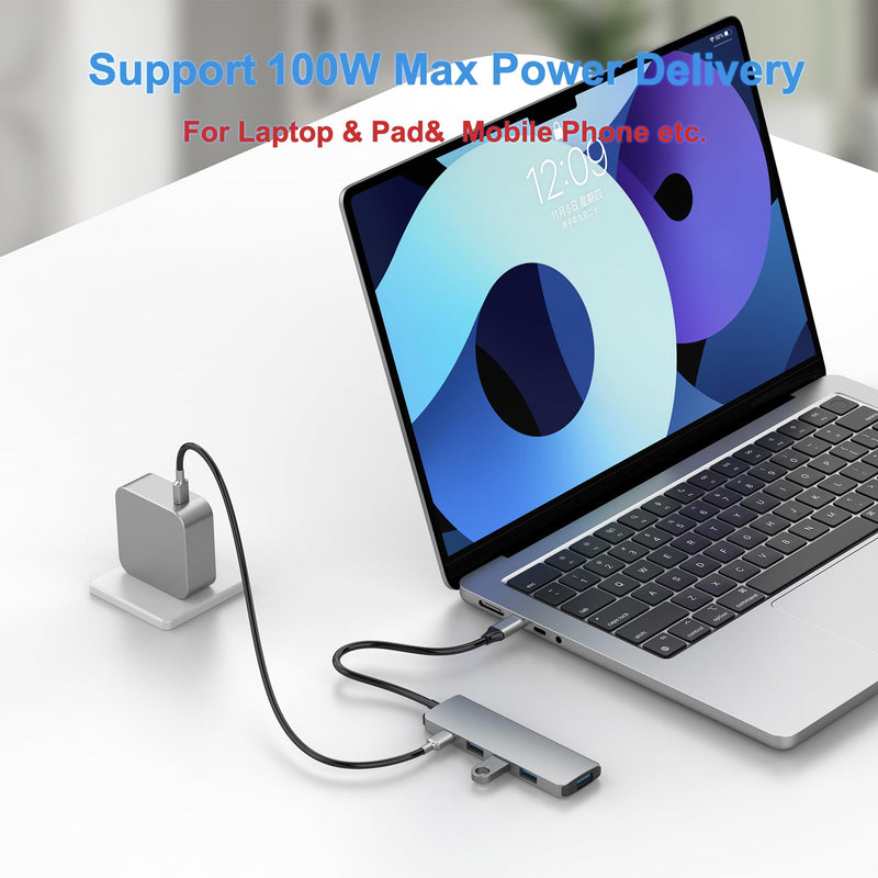 EJAY 4-in-1 USB C Docking Station with 100W PD Charging, HDMI 4K@30Hz, USB 3.0 Hub for Switch, MacBook Pro, iPad, Laptop, PC 4 Port