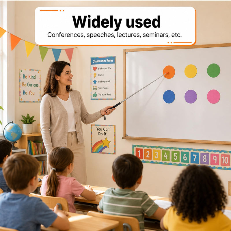 Pointer Stick for Classroom,39" Telescopic Stick with Lanyard | Extendable Stainless Steel Teacher Pointer,Retractable 20cm to 99cm,Lightweight,Ideal for Classroom and Presentations