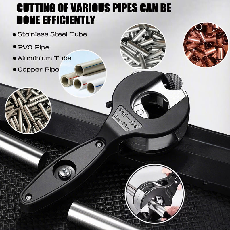 2PCS Ratcheting Tubing Cutters, Tubing Cutter 1/4" To 7/8" & 5/16" To 1 1/8", 2 in 1-360° Close Quarters Tube Compact Cutter with Deburring Tool, Pex Cutter Tool for Cutting Copper and Metal Pipes.