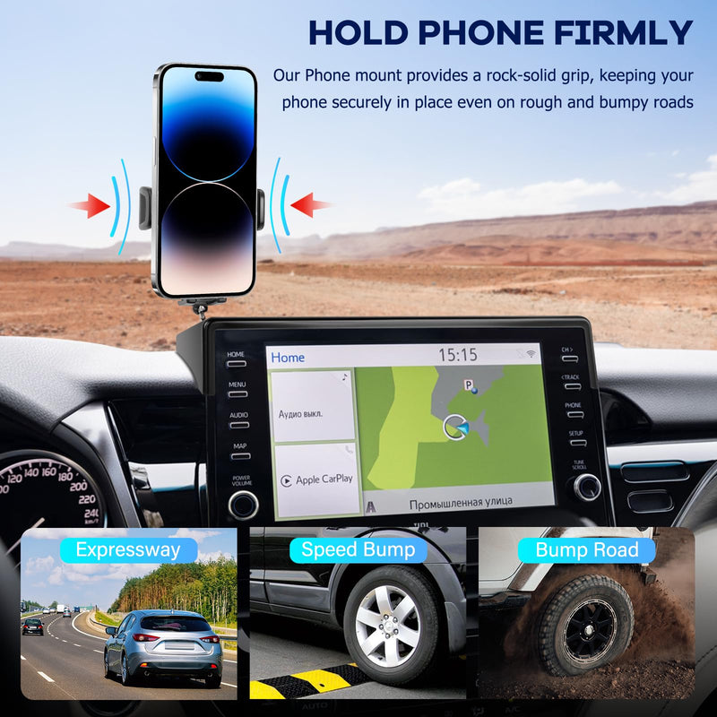 Car Phone Holder Fit for Toyota Camry 2021-2024 7-inch Screen with Dashboard Organizer Cell Phone Mount Holders Fit for Camry Accessaries Fixed Clip Hands-Free &360°Rotation(Not Fit 9 inch) 21-24 Toyota Camry
