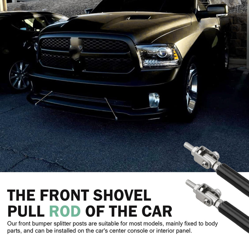 2 PCS Adjustable Splitter Strut Rods, 8" - 11" Front Bumper Splitter Strut Rods, Sporty Bumper Lip Reinforcement Accessories, Front Lip Support Rods for Most Cars (Black) 2 PCS Black