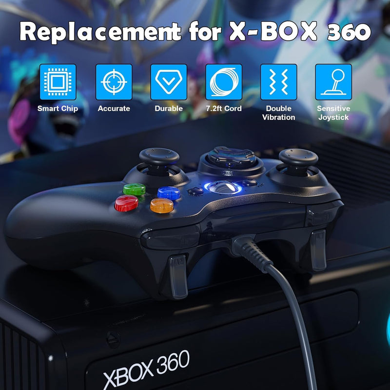 Gamrombo Wired Controller for Xbox 360, Gamepad Compatible with Xbox 360/360 S/360 E, PC Windows 11/10/8/7，2.5mm headphone Jack