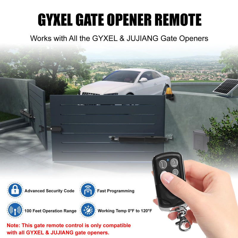 Gate Opener Remote Control Transmitter Only Works for GYXEL & JUJIANG Automatic Gate Opener Hardware Control Remote, Replacement for JUJIANG Electric Opener Keychain Remote, Not working with ZUMI CO-Z
