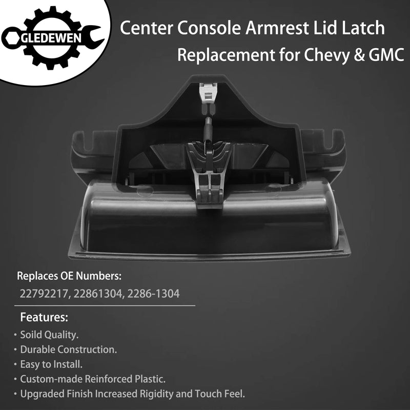 Gledewen Center Console Latch, Compatible with 2014-2020 Chevy Silverado Suburban Tahoe, GMC Yukon Sierra 1500 2500 3500, Plate Armrest Lid Lock | Replace# 22792217 22861304 Center Console Cover Lock Silver