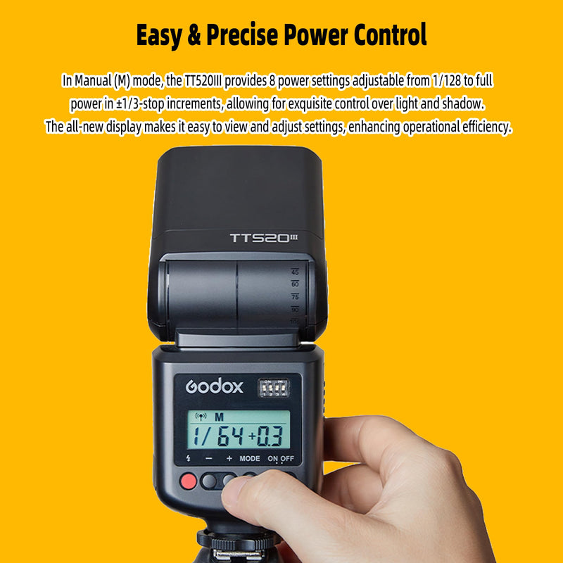 Godox TT520III TT520 III Wireless Thinklite Camera Flash Built-in Receiver and RT Transmitter Compatible for Canon for Nikon for Panasonic for Olympus for Pentax and Other DSLR