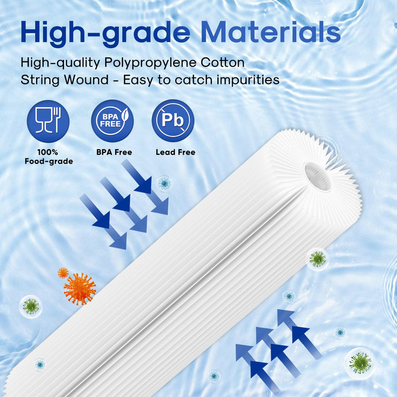 10" x 2.5" Pleated Sediment Water Filter Cartridge Replacement Any 10 inch RO Unit, Compatible with R50, Dupont WFPFC3002, Whirlpool WHKF-WHPL, GE FXWPC, Hydronix SPC-25-1050, FM-50-975 4PACK