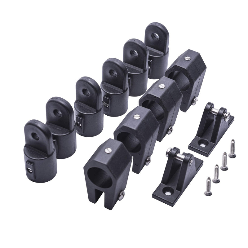 Boat Bimini Top 7/8 Inch Hardware,Marine 3 Bow Bimini Top Nylon Fittings,Awning Hardware 12 Set Accessories,Include 4 Pcs Boat Jaw Slide,6 Pcs Eye End Caps,2 Pcs Deck Hinge and Installation Screws