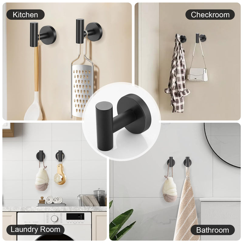 Matte Black Towel Bar Set, 5-Piece Bathroom Hardware Set with Smiley Face Towel Rings, Stainless Steel Wall-Mounted Towel Rack Set 23.6 Inch