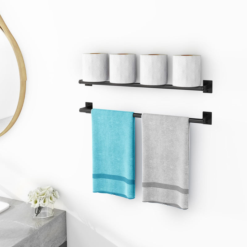 2 Packs 24 Inch Bathroom Towel Bar, Matte Black Towel Racks for Bathroom, JIAPAIDUO Bathroom Towel Rack Wall Mounted, Bath Hand Towel Holder Organizer, Modern Home Decor Towel Rod 24 inch (2 Packs)