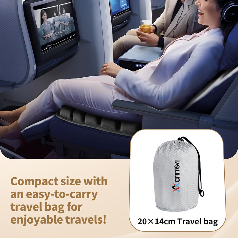 Air Inflatable Travel Seat Cushion with Built-in Pump & Carry Bag– Portable & Adjustable for Airplane, Car, Office – Coccyx, Sciatica & Tailbone Pain Relief (Gray) Gray Cushion With Silver Storage Bag