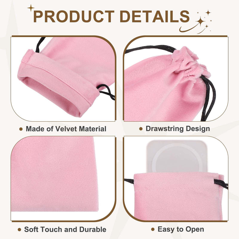 2 Pcs Cell Phone Sleeves (180x100mm) - Soft Phone Storage Pouch Organizer Velvet Drawstring Pouch Bag for Smartphone/Sunglasses/Ski Goggle/Jewelry, Pink 180x100mm 2