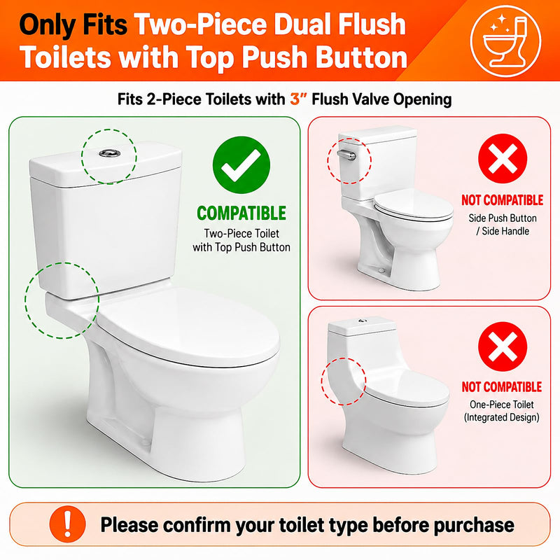 3 Inch Dual Flush Valve Replacement Kit for 2-Piece Toilets, Compatible with Glacier Bay, Toto, WaterRidge, AquaSource& More, Complete Toilet Repair Kit to Fix Leaks, Weak Flush & Wobbling (3 inch) 3 Inch