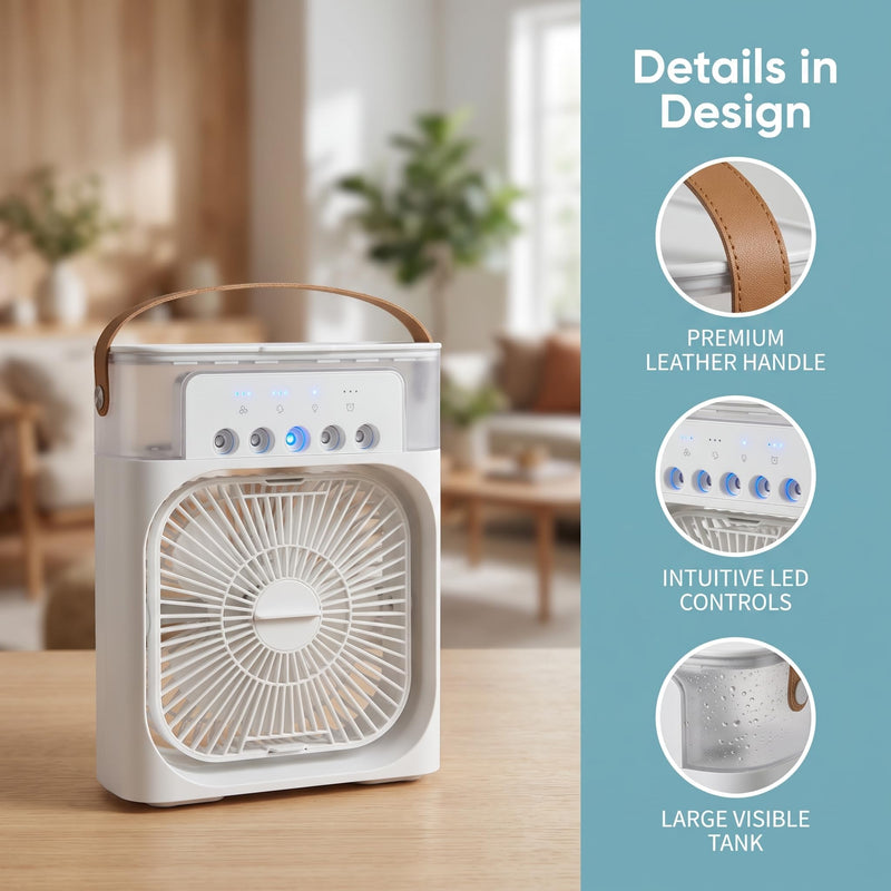 5 nozzles misting fan USB humidifier fan multifunctional spray cooling fan portable desktop mist fan-Green Green