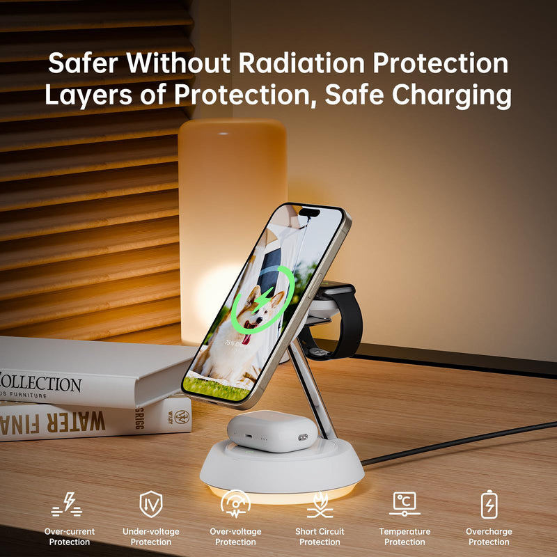 Mcdodo Wireless Charging Stand,3 in 1 Charging Station for Apple Devices 22.5W Max Charging Station for iPhone Multiple Devices for iPhone 15 14 13 12/AirPods 2 3 Pro/iWatch Ultra/8/7/SE/6/5/4/3/2 White
