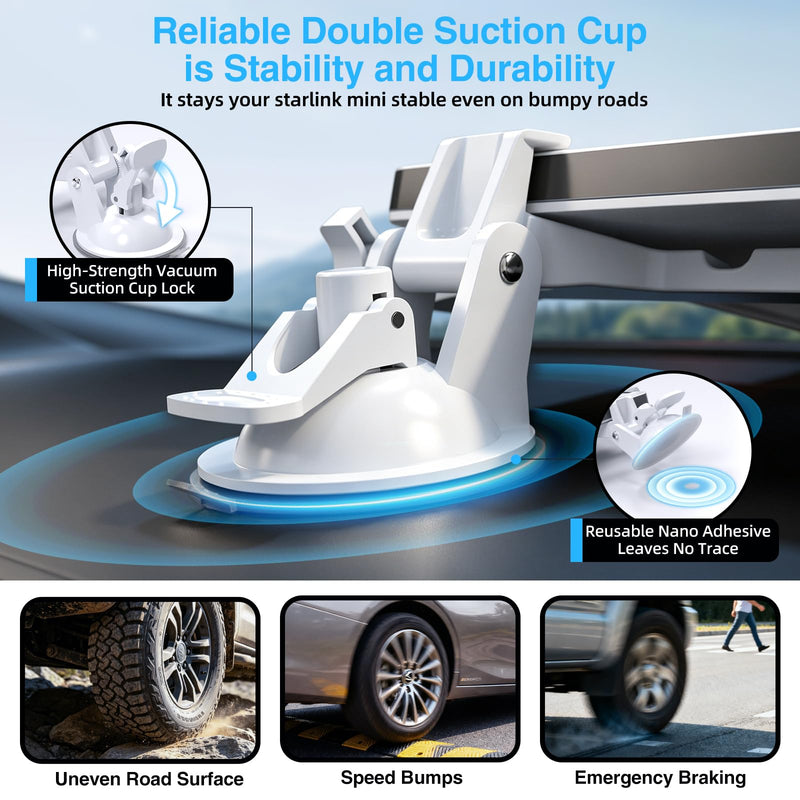 Star-Link Mini Car Mount for Dashboard, for Starlink Mini Suction Cup Mount | Starlink Mini Dash and Windshield mount, Ensures Stable Satellite Signal, Suitable and Secure Mounting Kit for Most Vehicles