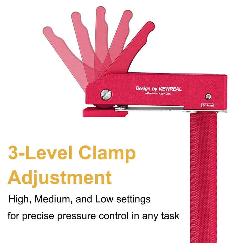 Bench Dog Clamp,3/4"(19mm) Bench Dog Hole Clamp for Woodworking, Adjustable Quick-Lock Bench Clamps for Woodworking, Non-Marring Pads, Long Handle Holdfast for MFT Table (6-Piece Set) Red