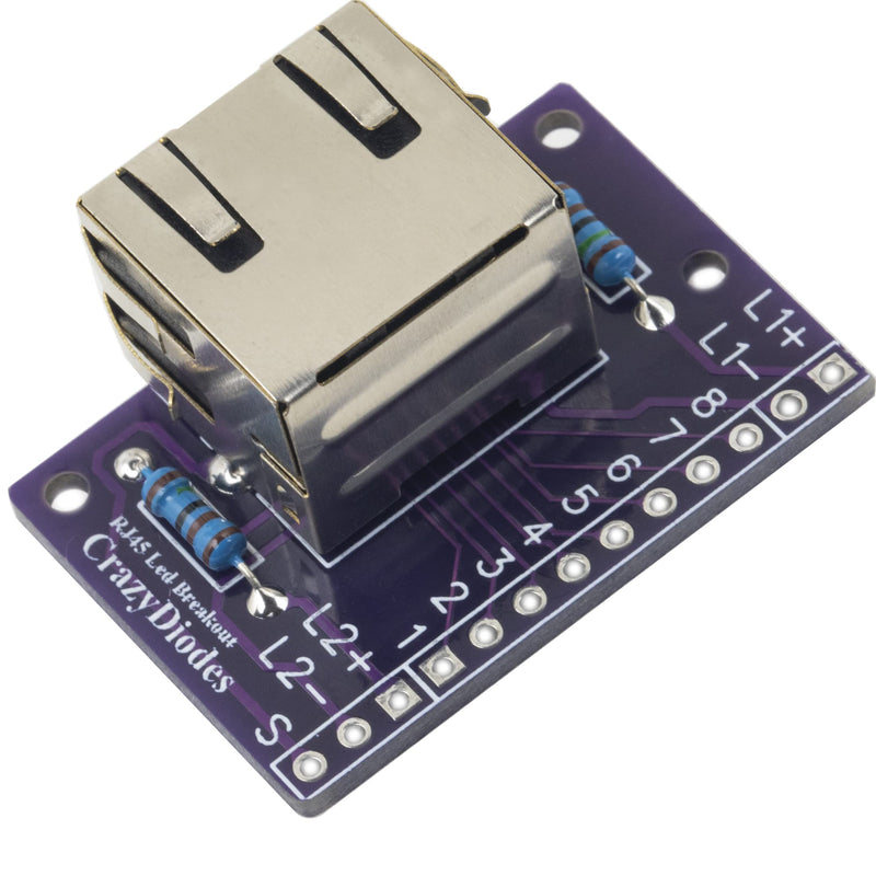 whiteeeen 4pcs RJ45 Breakout Board with LED Lights and 2 Types Male Pin Headers (Straight and Right Angel)