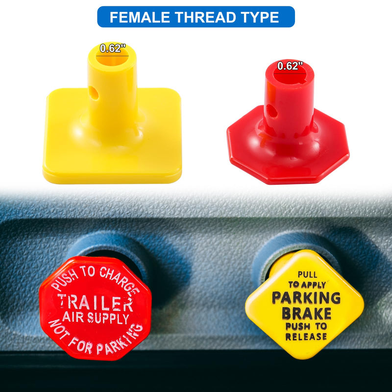 Parking and Air Brake Knobs 248433 290655, 248433 Yellow Parking Brake, 290655 Red Tractor Trailer Air Brake Knob Compatible with Bendix, Replace# TR248433 + TR290655 248433+290655