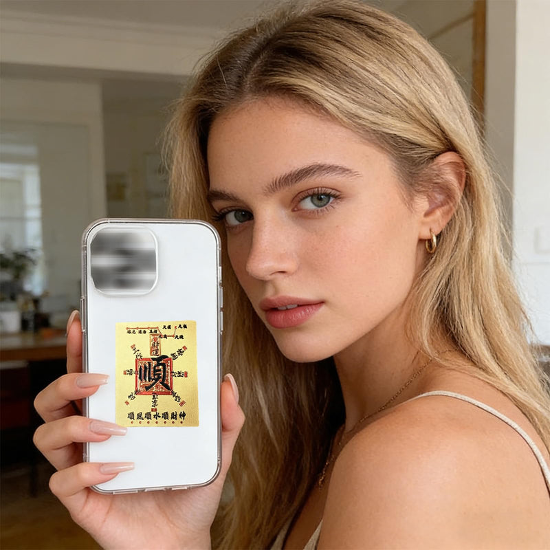 Fortune Amulet Card -2 Pieces Luck Enhancement Amulet Set, Chinese Feng Shui Charm Décor for Turning the Tide of Fortune and Smooth Sailing, Phone Sticker