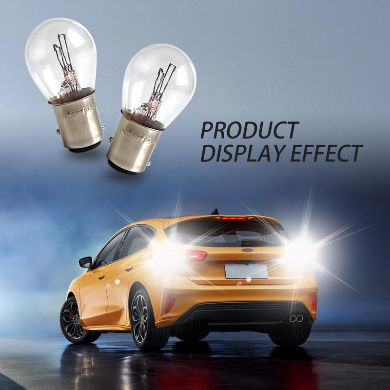 Pack-10 Car 1157 Brake Light Bulb, P21/5W BAY15D Dual Contact High and Low Leg Energy Saving Halogen Lamp Replacement, Shock-resistant Anti-glare Light Bulb, Universal for Car Trucks (White) 10 PCS White