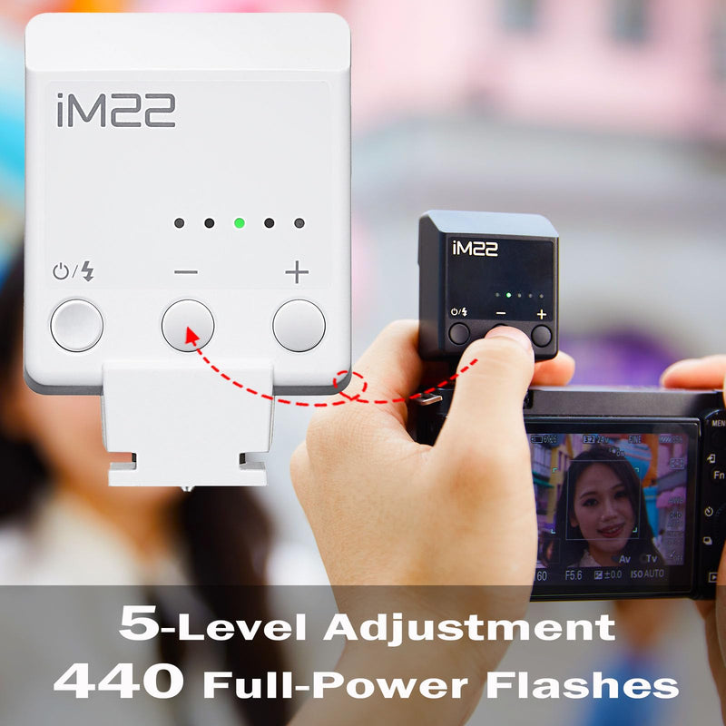 Camera Flash Godox iM22 Godox Flash - GN10/470 mAh/Type-c Charge/440 Full-Power Flashes/3s Recycle Times/5 Power Levels/Manual, Camera Flash for Sony zv1/Sony zve10/Ricoh gr3/Fujifilm f1 etc. (White)