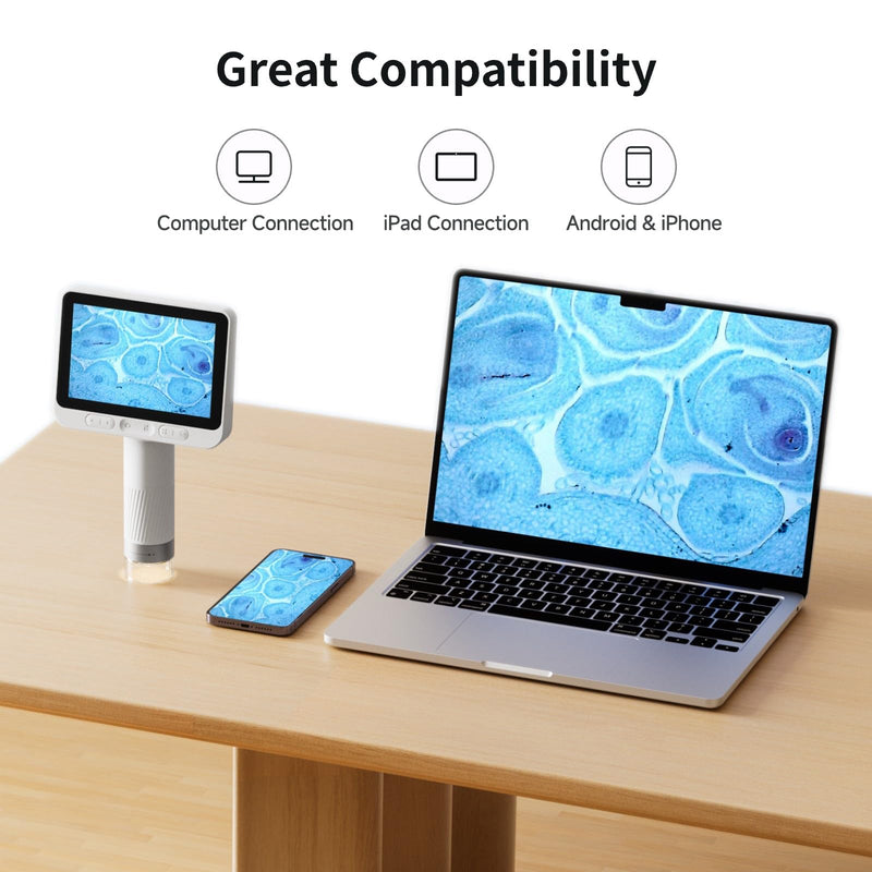 Microscope for Kids, Kids Microscope with 4.0" IPS Screen, Portable Digital Pocket Microscope for Kids 8-12, Miniscope Kids Compatible with iPhone Android Computer BEAVERLAB-M2C White