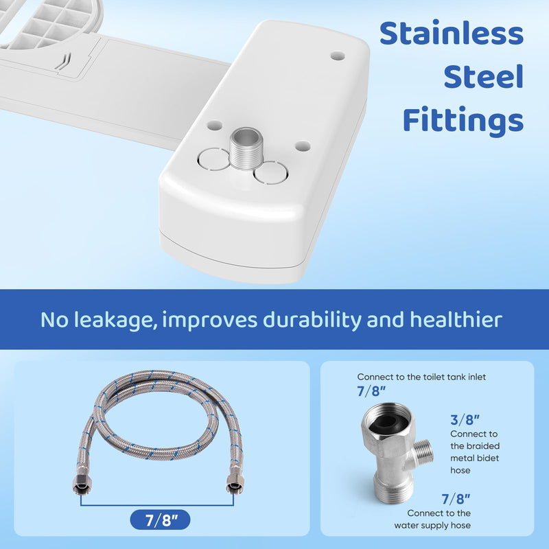 Bidet Attachment for Toilet Seat, Ultra Slim | Easy Control | Adjustable Water Pressure | Non-Electric Self-Cleaning Dual Nozzle | Cold Water Bidet for Frontal & Rear Wash, Bamboo Knob