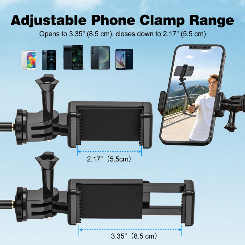 Action Camera Mount, Gooseneck Mount for Camera with Jaws Flex Clamp, Compatible with GoPro Hero, DJI Osmo, Insta360, and Other Action Cameras, with Adjustable Arm for Vlogging and Video Recording