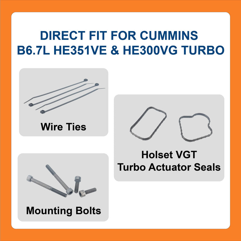 BTS-4032075 Turbo Actuator Mounting Kit, Compatible with Cummins B6.7L HE351VE & HE300VG Turbo, Aftermarket Replacement for OEM 4045389 4045390 4031417 4041397 4041398