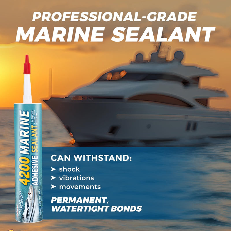 [Crystal Clear] 4200 Marine Sealant Clear - UV-Resistant Waterproof Adhesive for Boats, Windows, Glass & Marine Applications Eco-Friendly, Low Odor (10.5 Oz Tube) Crystal Clear