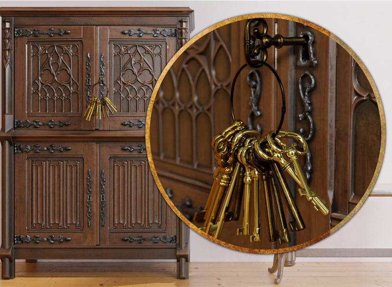 KY-12S Skeleton Key Set Reproduction Key for Antique Furniture - Cabinet Doors, Dresser Drawers Vintage Old Furniture