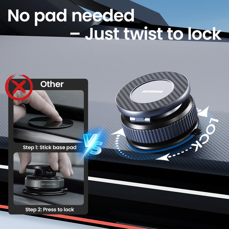 Car Phone Holder for Magsafe [96LBS Ultra Vacuum Suction+2800gf Ultra Magnetic] Car Phone Mount 360° Adjustable, Phone Holders for Your Car for iPhone 17 Pro Max 16 15 14 13 12 Air Plus (Carbon Fiber) Carbon Fiber