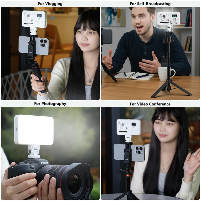 VRIG FD-90 LED on Camera Video Light, Portable Camera Lights, 20 Light Scenes,98 LED Beads for Photography Video Lighting, Rechargeable 2000mAh CRI 95+ 2500-9000K w Cold Shoe