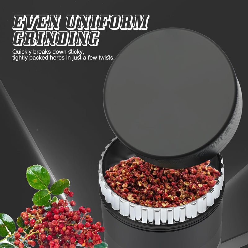 Toothless Grinder Mill with Magnetic Lid, Easy to Clean, Compact Design Spice Grinder, Millstone-style