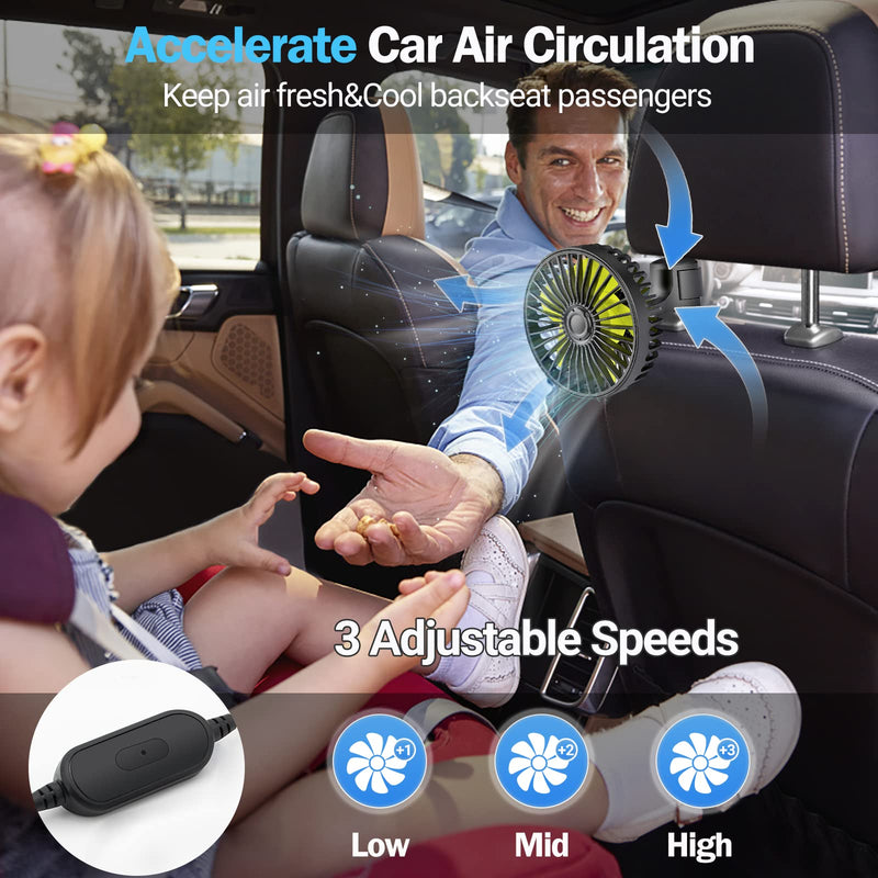 USB Car Seat Fans for Backseat Baby, Electric 5V USB Car Cooling Fan for Car Rear Seat Baby Kids Passengers(USB Powered Only, No Battery) Single Head Backseat