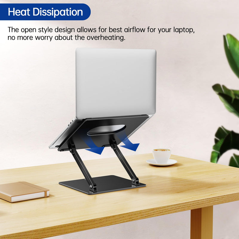 BESIGN LS10 Aluminum Laptop Stand, Ergonomic Adjustable Notebook Tablet Stand, Computer Holder Compatible with Air, Pro, Dell, HP, Lenovo More 10-14" Laptops, Black A-Black