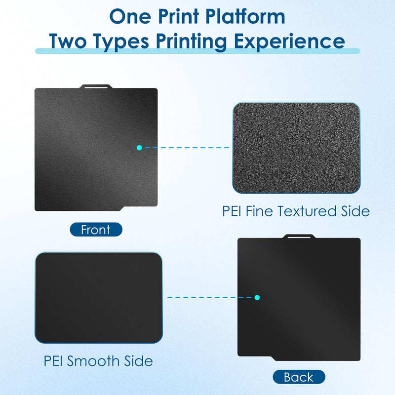 2-Pack 3D Printer Build Plate Compatible with Bambu Lab P2S, P1S, A1, X2D, X1, X1C P1P: Blue Low-Temperature Printing Platform, Black PEI Dual-Sided Sheet with Smooth and Textured Surfaces 257x257mm
