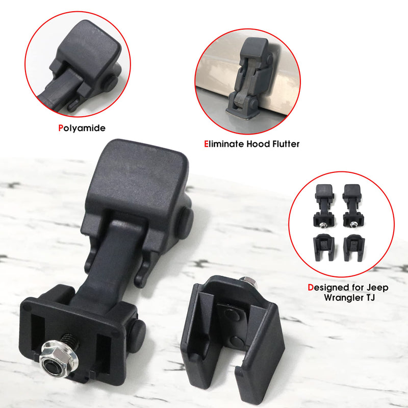 OEM TJ Hood Latches, Original Factory Hood Latch Kit for 1997-2006 Jeep Wrangler TJ Accessories, 1 Pair, Black For 1997-2006 Jeep TJ OEM