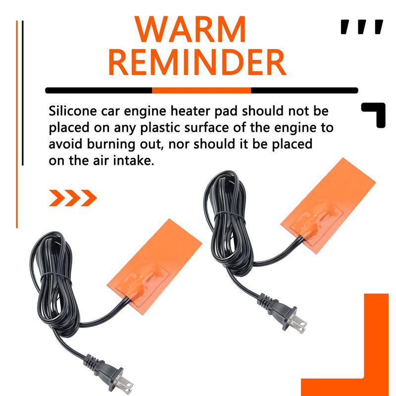 2 x 5in Car Engine Silicone Pad Heater - Self-Adhesive, 2Pcs Oil Pan Heater Pad Car Truck Oil Pan Heater Pad for Metal Surface with 194°F Thermal Protector & 68" Power Cord（50W 120V） 2 x 5in 2Pcs