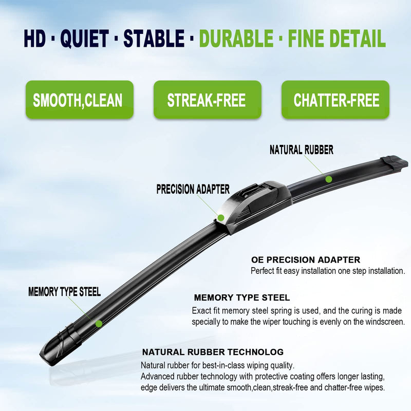 OEM QUALITY 22" + 22" PARRATI Premium All-Season Windshield Wiper Blades (Set of 2) 22''+22''(Pair of Front Windshield)