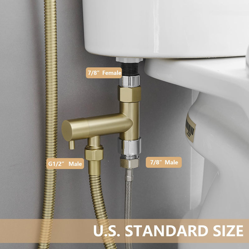 Handheld Bidet Sprayer for Toilet, All Brass Bathroom Toilet Sprayer Bidet Attachment Set, Baby Cloth Diaper Spraying Kit for Pet Bathing and Feminine Care, Brushed Gold Brushed Nickel