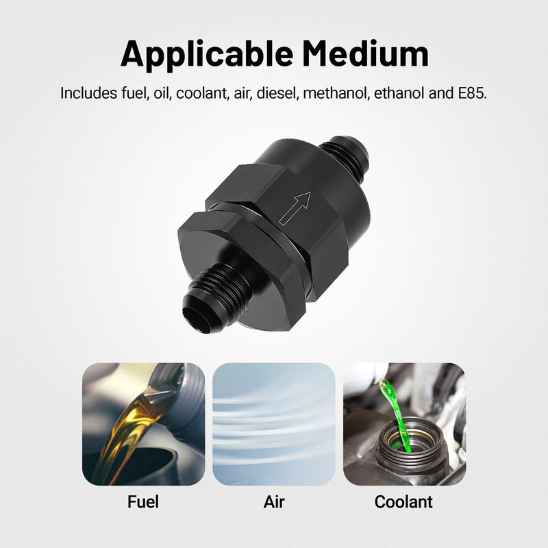 EVIL ENERGY 6AN Male Non Return One Way Inline Check Valve Fitting Aluminum Black 6AN(9/16-18 UNF)