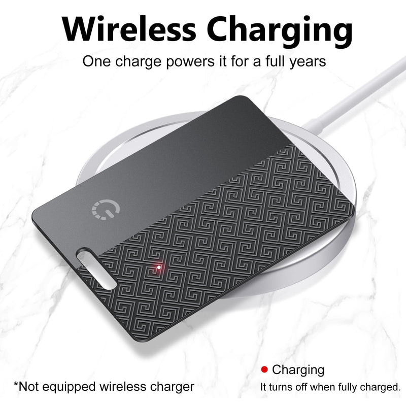 Ultra-Thin Wallet Tracker Card(iOS Only), Bluetooth Tracker Smart Card for Apple Find My iPhone Wallet GPS Tracker, Supports Wireless Charging, 10 Years Battery for Luggage, Wallets, Classic Black